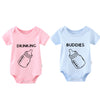 Ysculbutol Baby Twins Bodysuit Drinking Buddies Baby Twin Romper Boy Outfits Girl Jumpsuits Baby Triplets Set(Newest 0-3M)