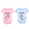 Ysculbutol Baby Twins Bodysuit Drinking Buddies Baby Twin Romper Boy Outfits Girl Jumpsuits Baby Triplets Set(Newest 6-9M)