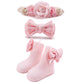 BFNAAgirl Baby Girl Nylon Headbands Socks Set Baby Bow Tie Socks Newborn Flower Socks Elastic Hairbands Hair Accessories Gift fo
