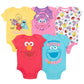 Sesame Street Elmo Cookie Monster Big Bird Infant Baby Girls 5 Pack Cuddly Short Sleeve Bodysuits Sesame Street 18 Months