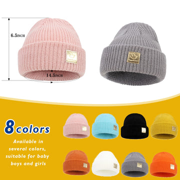 Newborn Baby Wool Hat Cap Turban Toddler Warm Hat Kids Baby Cap Set (Smile Black/Grey/Orange)