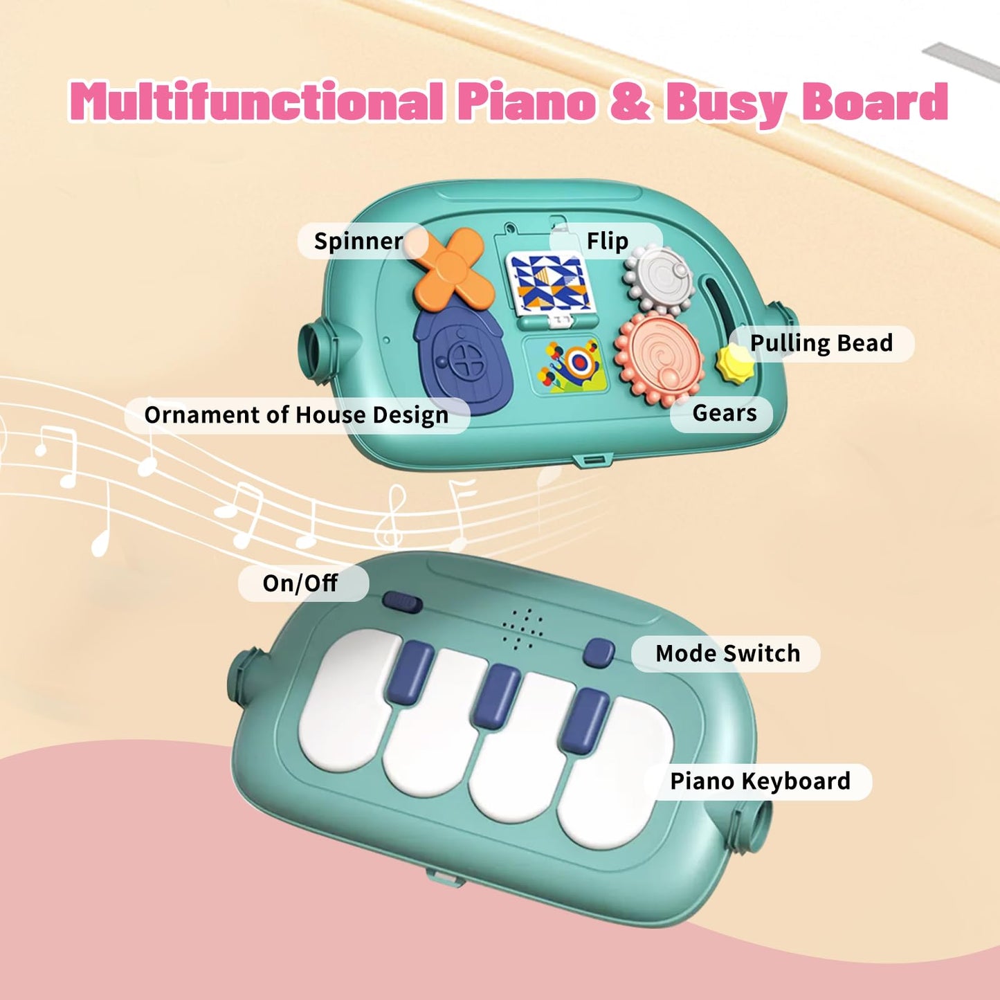 3 In 1 Baby Activity Gym Center, Tummy Time Play Mat Gym, Baby Push Walker, Kick And Play Piano With Music And Light, Sensory To