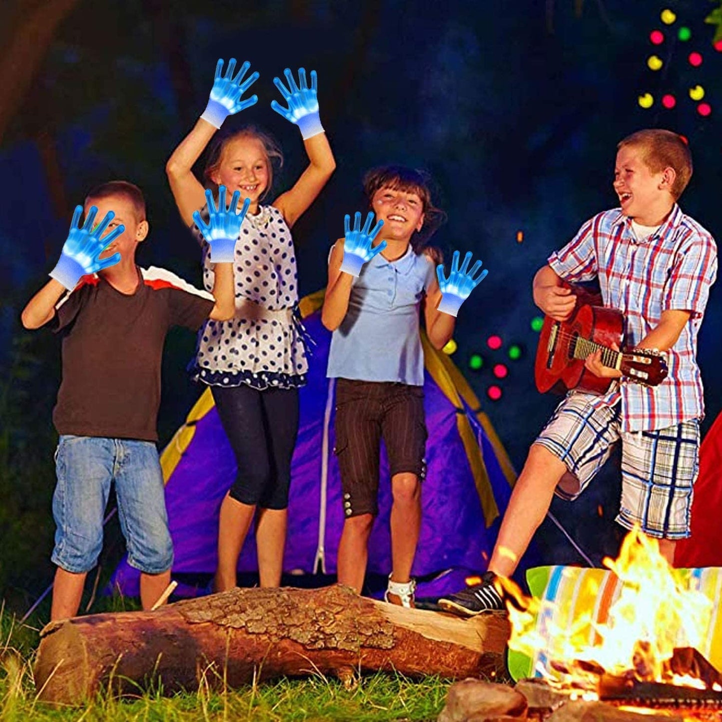 Uweidoit Led Gloves, Flash Finger Lights Gloves, 3 Colors 10 Modes Colorful Light Up Gloves Glowing Christmas Costume Clubbing P