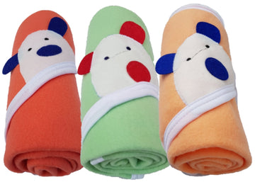 BRANDONN Newborn Original 3PCS.. Big Size (36 X 27) Cute Baby Blankets for Babies (Orange, Peach, CGreen; Pack of 3)