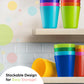 Plaskidy Kids Cups Set Of 12 Plastic Toddler Cups 8 Ounce Children Drinking Cups Tumblers - Reusable Dishwasher Safe Bpa Free Cu