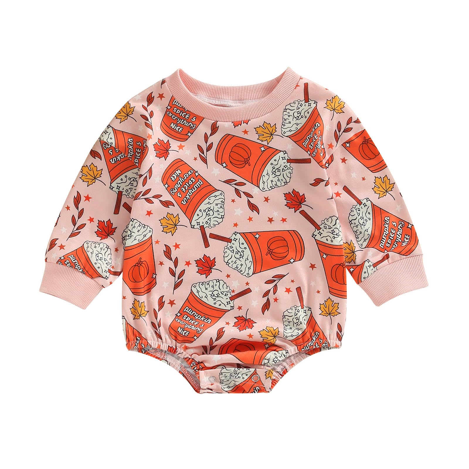 Halloween Newborn Baby Girl Outfit Pumpkin Sweatshirt Romper Long Sleeve Onesie Jumpsuit Infant Fall Winter Clothes (Milk Tea, 3