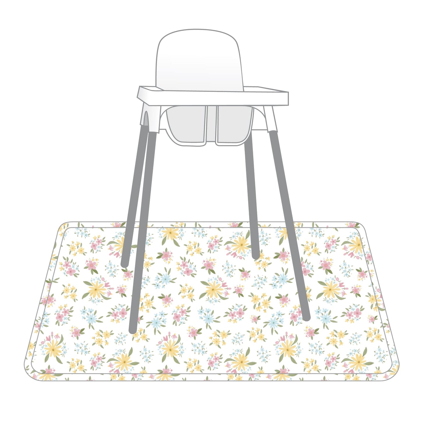 Bapronbaby Pastel Floral Splash Mat - Waterproof Catch-All For Under High Chairs, Floors, Tables, Playtime Or Arts & Crafts - Ma