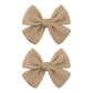 YanJie 2PCS Lace Hair Bow Clips 4 Dark Beige Alligator Barrettes Bows with Rhinestone Baby Girl Hair Accessories for Infant Todd