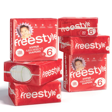Freestyle Diapers - (Size 6) Hyper Absorbent & Non-Toxic - Disposable Diapers For Sensitive Skin - Ultra Soft Diapers (35+ Lbs)