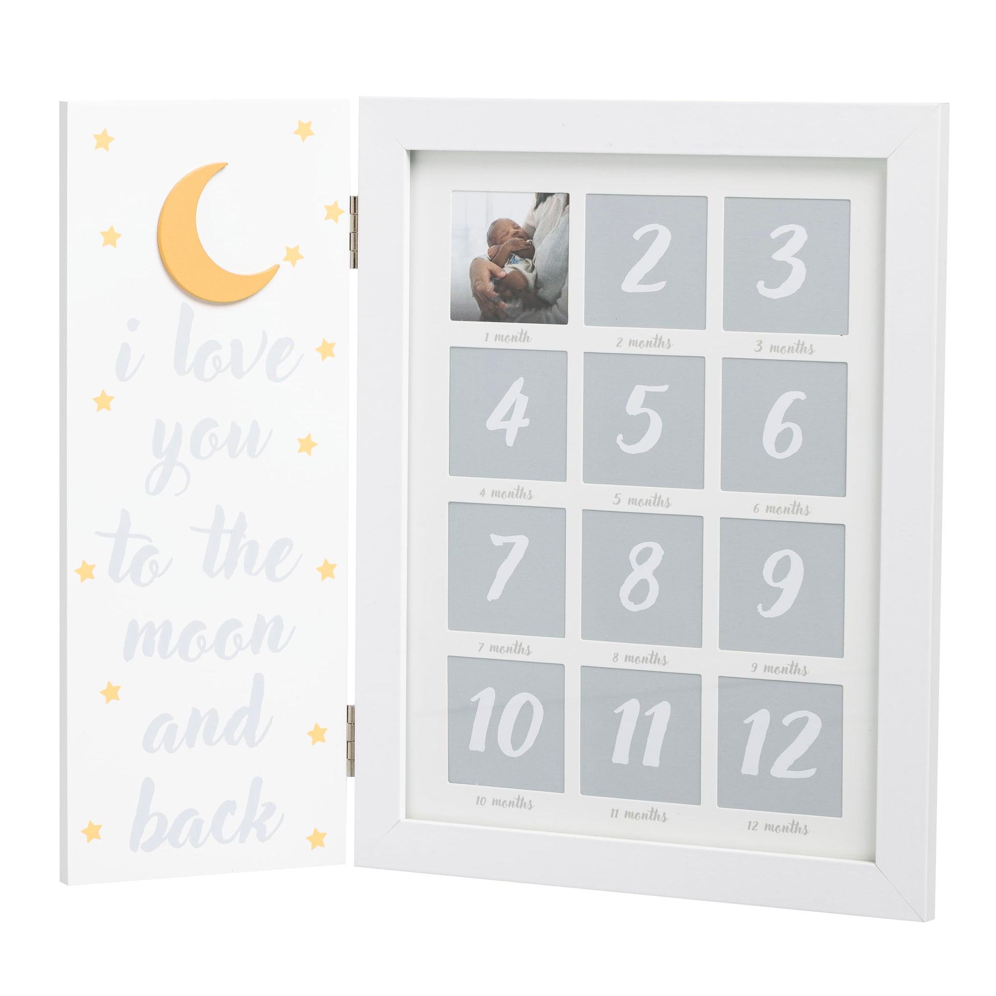 Little Blossoms My First Year Hinged Picture Frame, Babys First Twelve Months Photo Collage and Gender Neutral Keepsake, New Mo