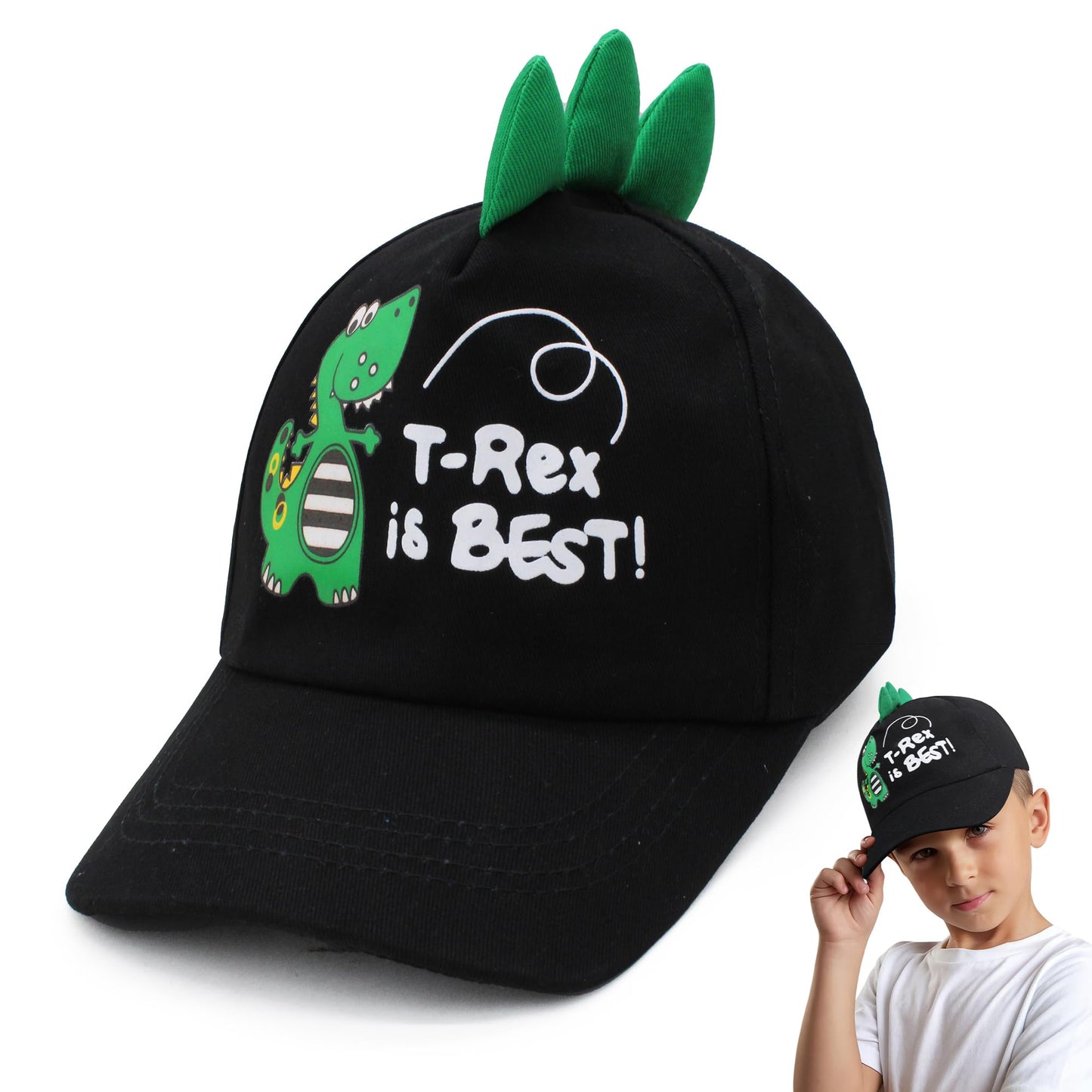 Vritraz Kids Dinosaur Printed Cap For Boys & Girls | Adjustable Strap Baseball Hat | Lightweight Breathable Summer Cap | Sun Pro