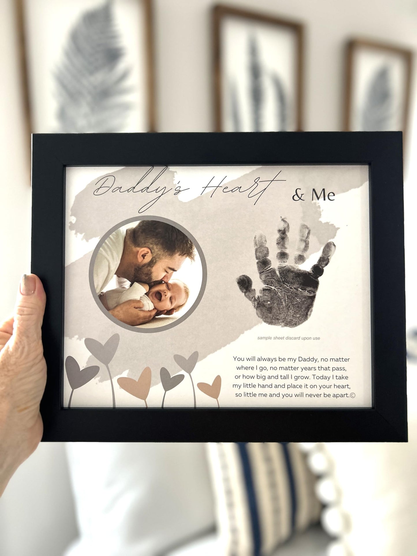 Baby Child Keepsake Handprint Frame For Daddy With Poetry - Loving Gift For Dad For Christmas, Father'S Day, Birthday- Made In U