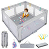 Infans Foldable Baby Playpen With Mat, 59    X 59    Large Baby Play Yard For Infant With 50 Ocean Balls, 4 Handlers, Carry Bag,