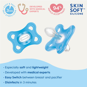 Mam Comfort Baby Pacifier, 100% Lightweight Silicone, Sterilizer Case, 0-3 Months (Pack Of 2)