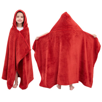 Hiturbo Kids Hooded Fleece Towel: Soft Plush Pool Beach Towel Wrap - 50'X30' Toddler Bath Blanket For Boys Girls 3-12 Years (R