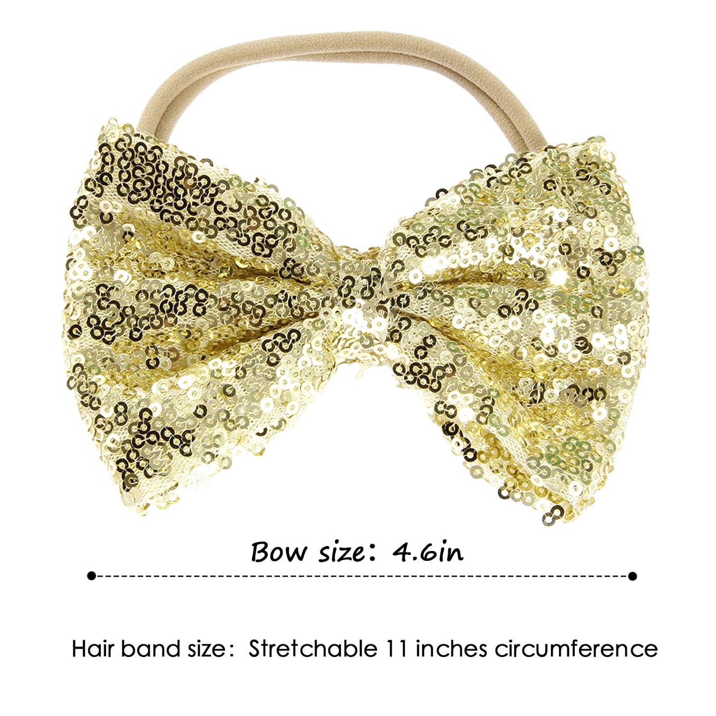 Song Qing Baby Infant Girls Hair Band Sequined Bow Headband Turban Knot Hair Headwear Gold