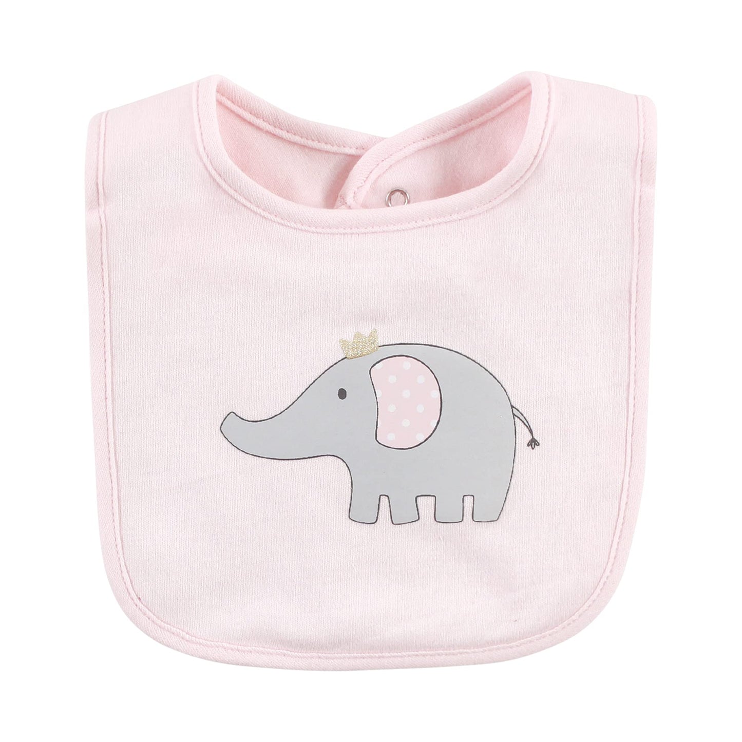 Hudson Baby Unisex Baby Cotton Bibs, Pink Gray Elephant, One Size