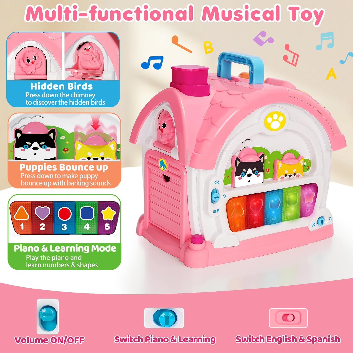 Montessori Toys for 1 Year Old Girls, Christmas First 1st Birthday Gifts for Girls, Musical Learning House Baby Toys for Ages 6