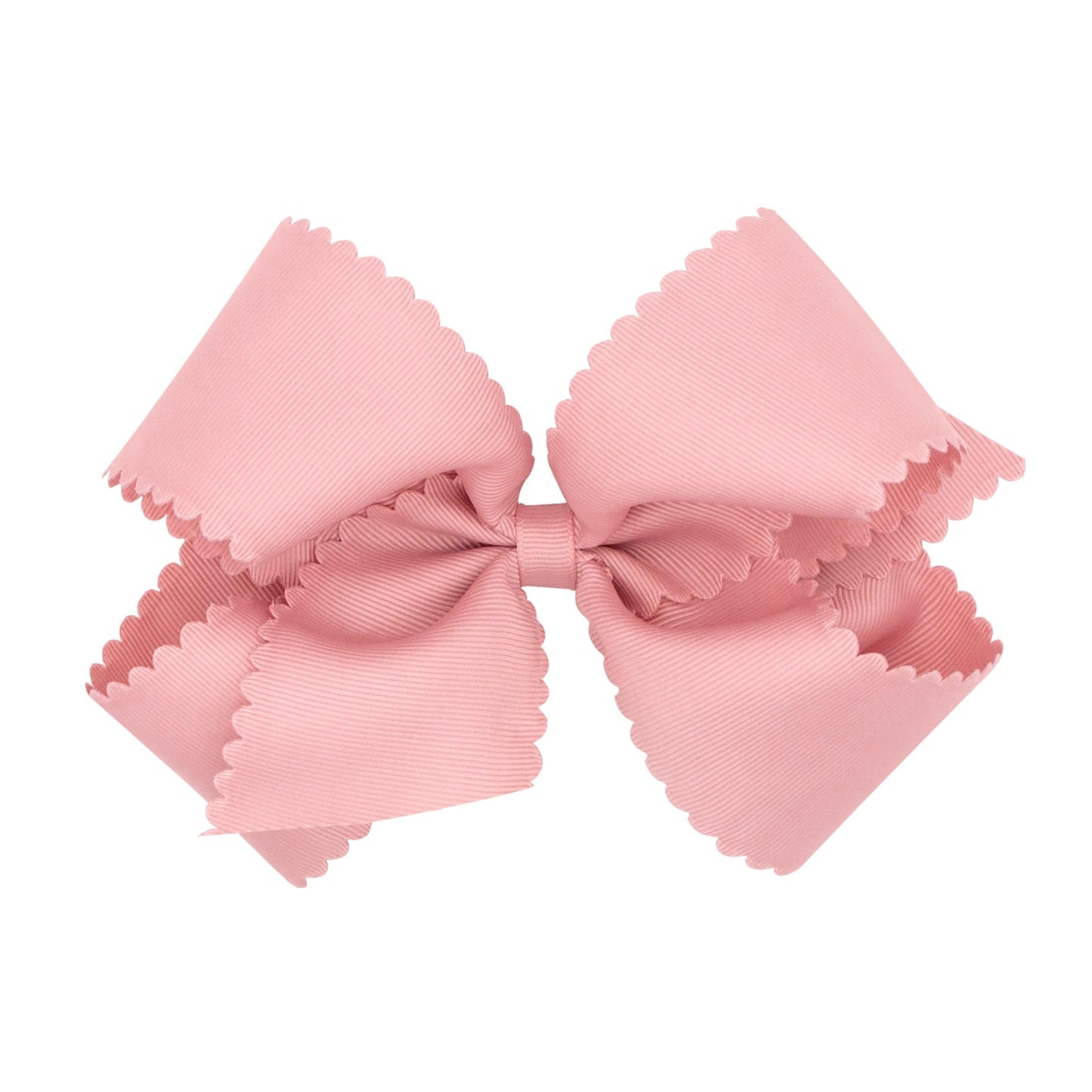 Wee Ones Girls' Classic Grosgrain Hair Bow With Scalloped Edges And Plain Wrap Center On A Weestay Hair Clip, King, Sweet Nectar