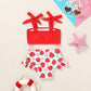 Toddler Girls Two Pieces Swimsuit Color Block Stripe Swimwear Summer Beach Bathing Suit 18M-5T(Red#Strawberry 2-3T)