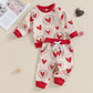 Baby Girl Valentines Day Outfit Cute Toddler Sweatshirt Pants Set Newborn T Shirt Top Suit Infant Clothes (R Heart Print Khaki,
