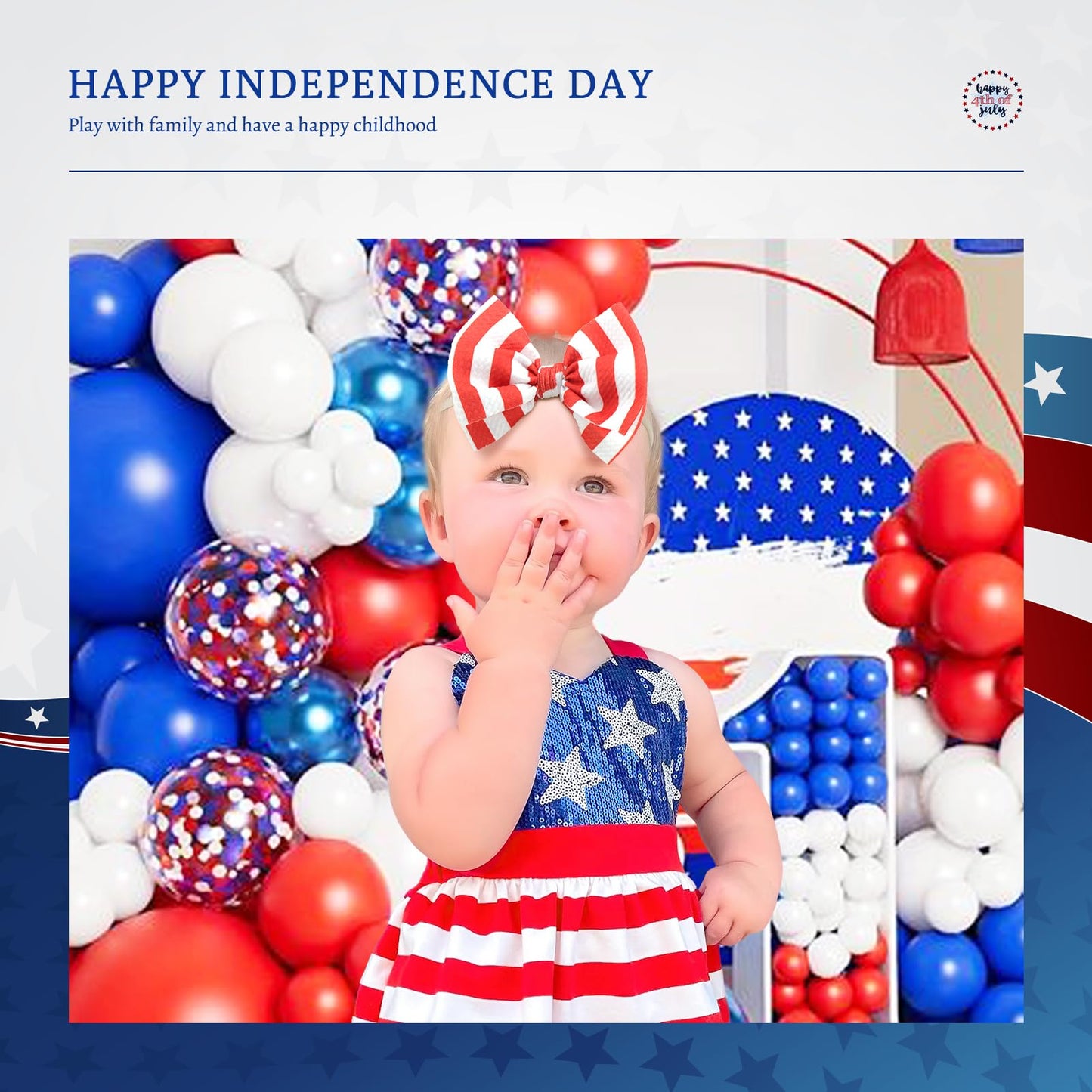 Yanjie 4Th Of July Flag Baby Nylon Headbands Bows Red Blue White Star Spangled Hairbands Bows Hair Accessories For Newborns Todd