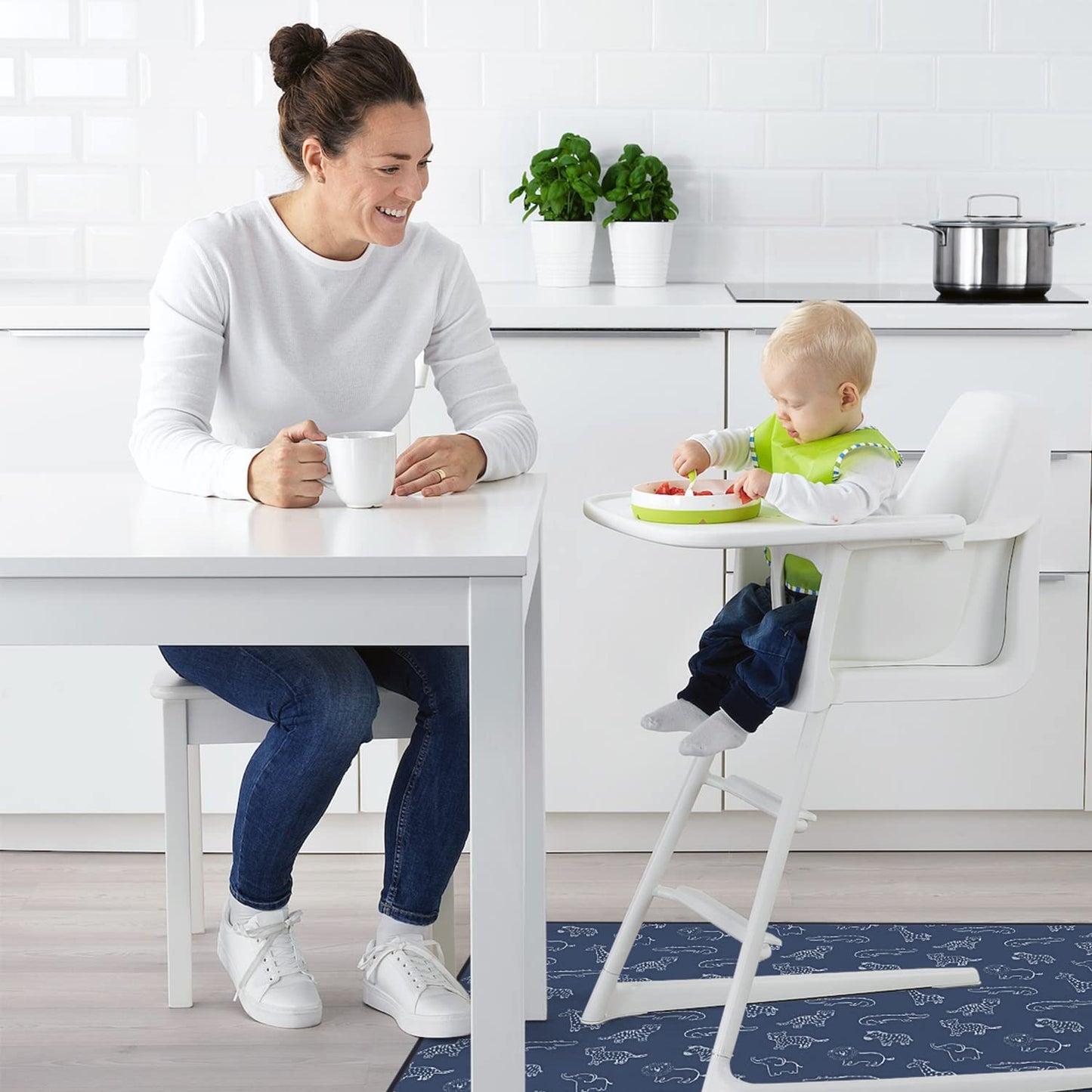 Baby Splat Mat For Under High Chair, 51 X 51 Inch Splash Mat, Waterproof And Washable Spill Mat, Anti-Slip Floor Protector, Safa