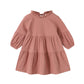 Swnone Toddler Kids Baby Girl Dress Lantern Long Sleeve Solid Color Casual Dresses Girls Fall Winter Outfit Clothes (5-6X, Deep