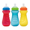 Nuby Sports Sipper Toddler Cup with Soft Silicone Spout & Touch-Flo Valve - (3 Pack) 14 oz - Leak-Resistant with Easy Grip Desig