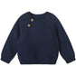 Pureborn Baby Boys Pullover Sweater Crew Neck Cotton Knit Button Closure Navy Blue 3-6 Months
