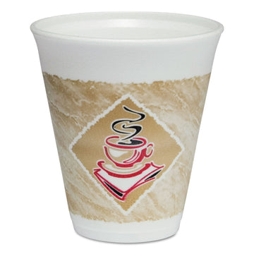 Dart 12X16Gpk Cafe G Foam Hot/Cold Cups 12 Oz Brown/Red/White 20/Pack