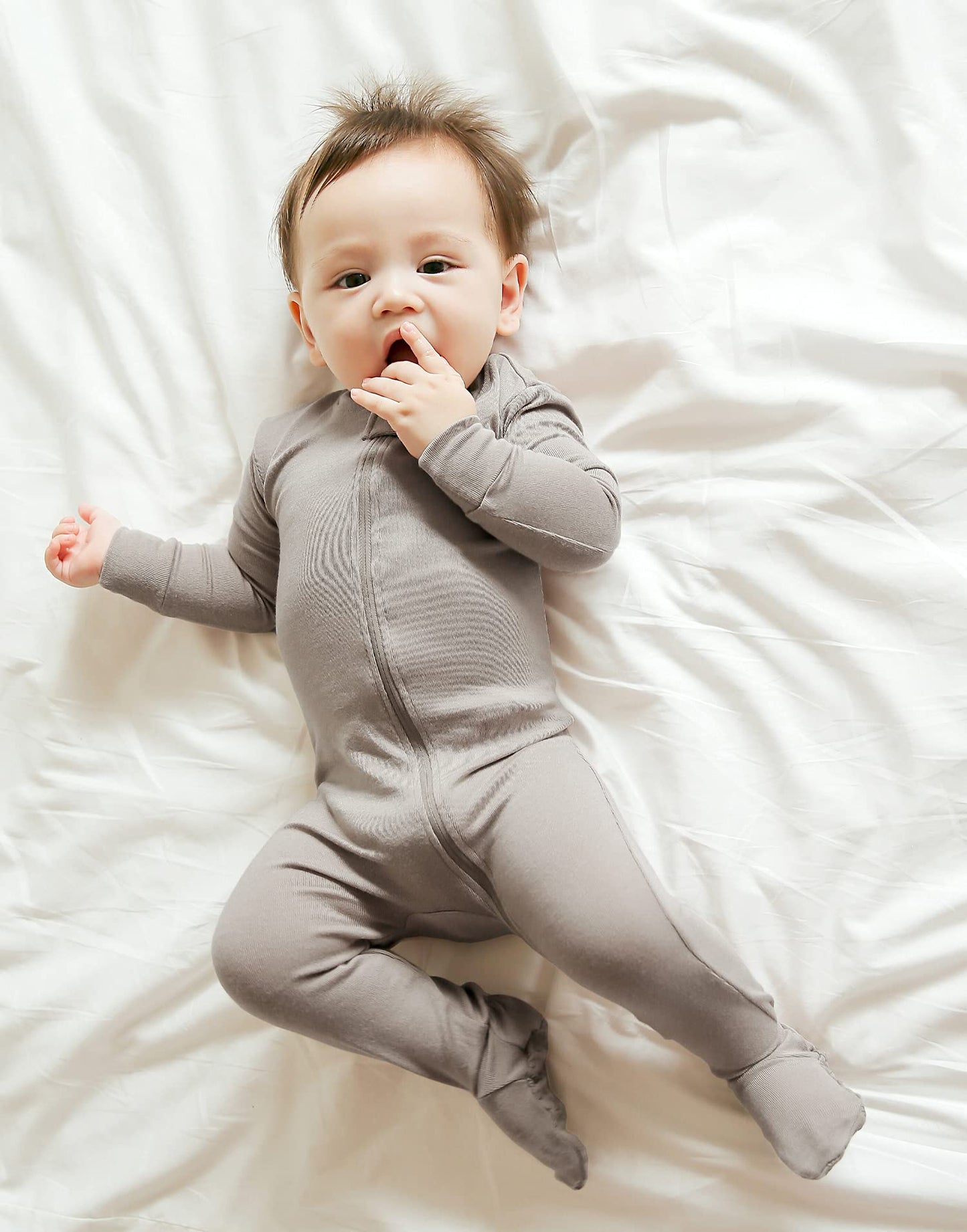 Vaenait Baby Toddler Boys Girls Solid Footie Pajama Cozy Modal Beige 18M