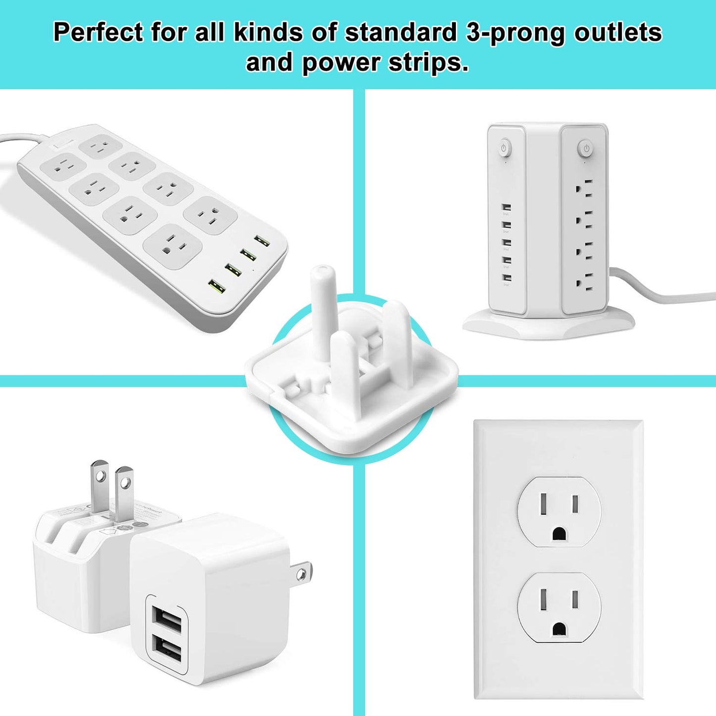 Outlet Covers (55 Pack) With Hidden Pull Handle Baby Proofing Plug Covers 3-Prong Child Safety Socket Covers Electrical Outlet P