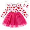 Sinhoon Baby Girls Valentine'S Day Outfits Long Sleeve Heart Print Tutu Skirts Ruffle Dress Toddler Girl Clothes(Rose Red,1-2T)
