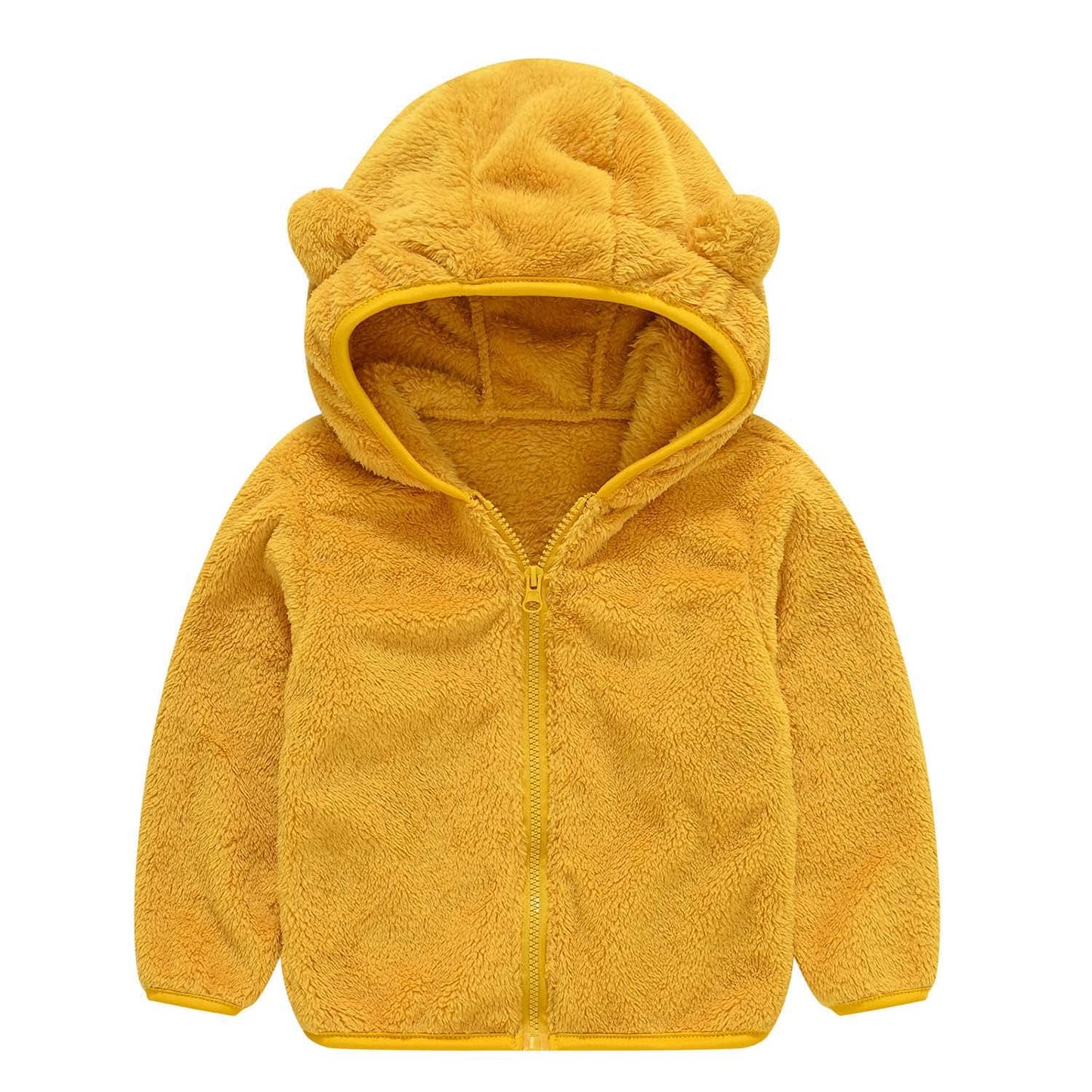 Jeskids Toddler Girls Boys Fleece Hoody Jacket Zip Up Teddy Coat Warm Winter Outwear Yellow