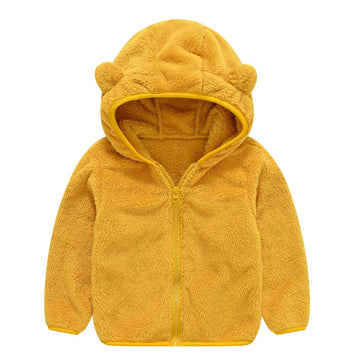 Jeskids Toddler Girls Boys Fleece Hoody Jacket Zip Up Teddy Coat Warm Winter Outwear Yellow