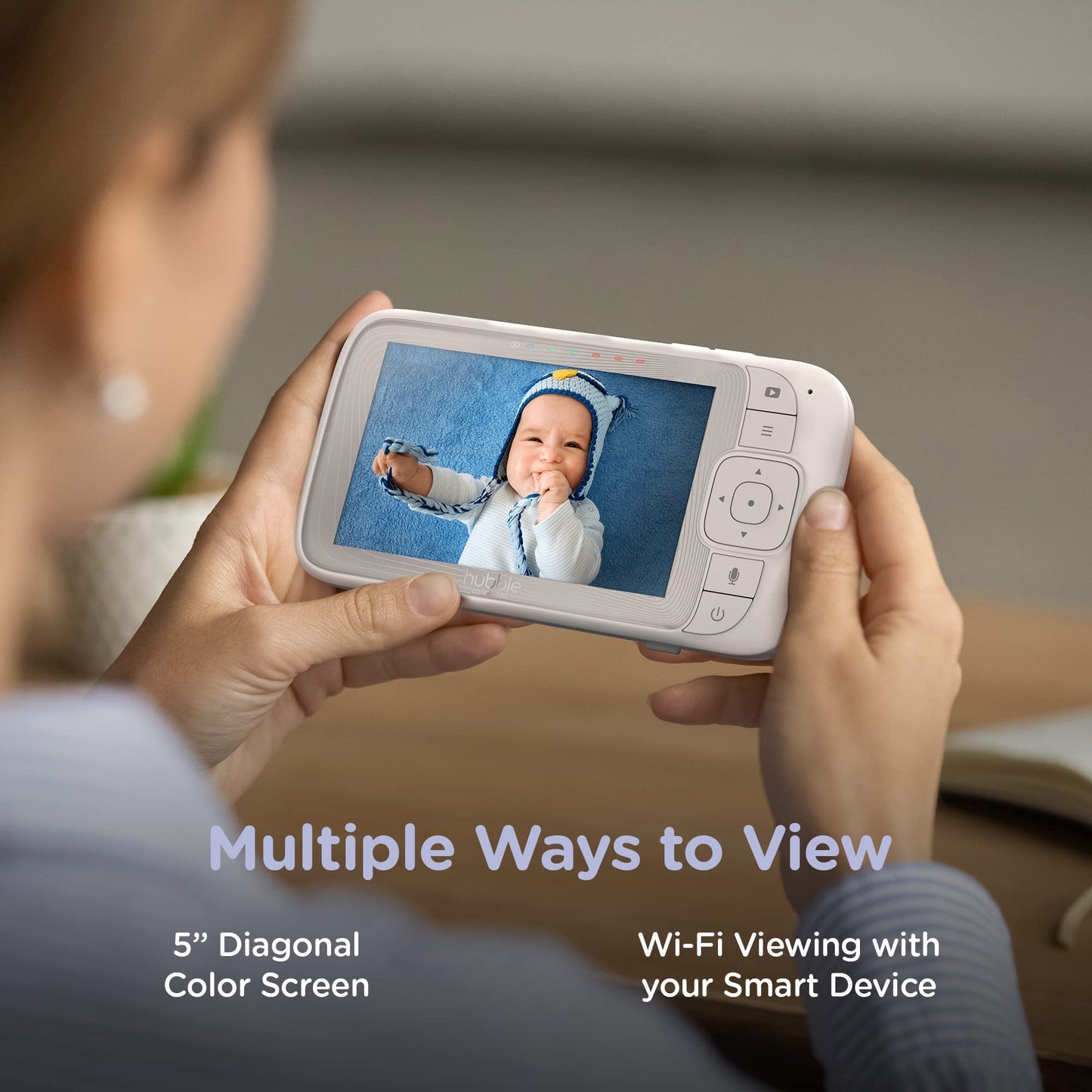 Hubble Connected Nursery Pal Glow+ Smart Baby Monitor With 5' Parent Unit And Wi-Fi Viewing Via Free App - 7-Color Night Light,