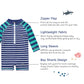 Uideazone Swimsuit For Baby Boys And Girls Striped Swimwear Newborn Toddler Long Sleeve One Piece Bathing Suit 6-12 Months