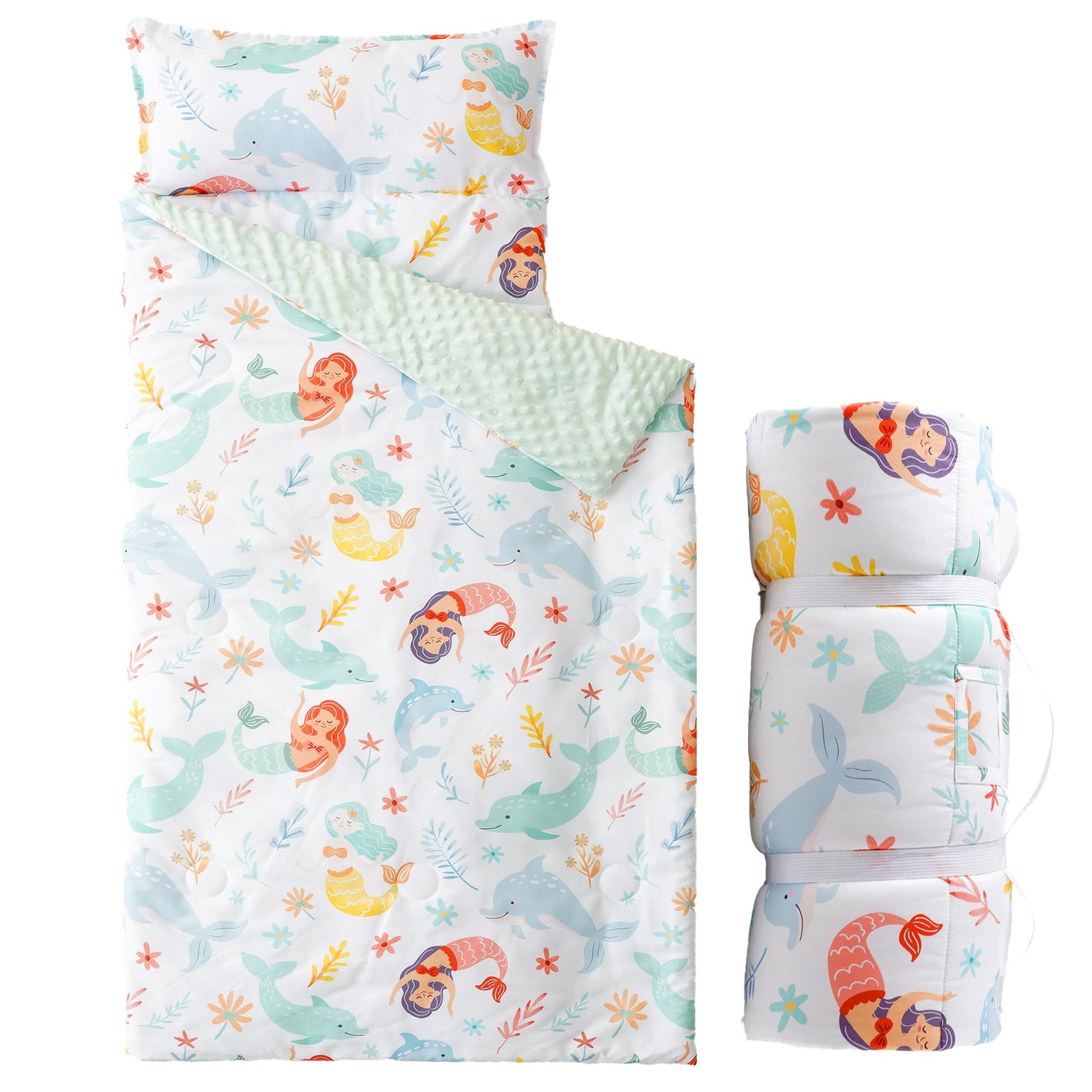 Bunnikins & Clover Toddler Nap Mat with Removable Pillow, Toddler Sleep Mats for Daycare, Easy Clean Floor Bed for Kindergarten,