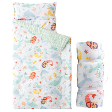Bunnikins & Clover Toddler Nap Mat with Removable Pillow, Toddler Sleep Mats for Daycare, Easy Clean Floor Bed for Kindergarten,