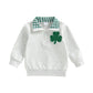 Lucikamy Toddler Baby Boy Girl St Patricks Day Outfit Collared Zipper Embroidery Sweatshirt Shirt Long Sleeve Pullover Tops (Gra