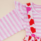 Hoyuwak Outfit For Toddler Pink Ruffled Long Sleeve Striped Shirt Top And Heart Printed Skirt Set For Valentine'S Day