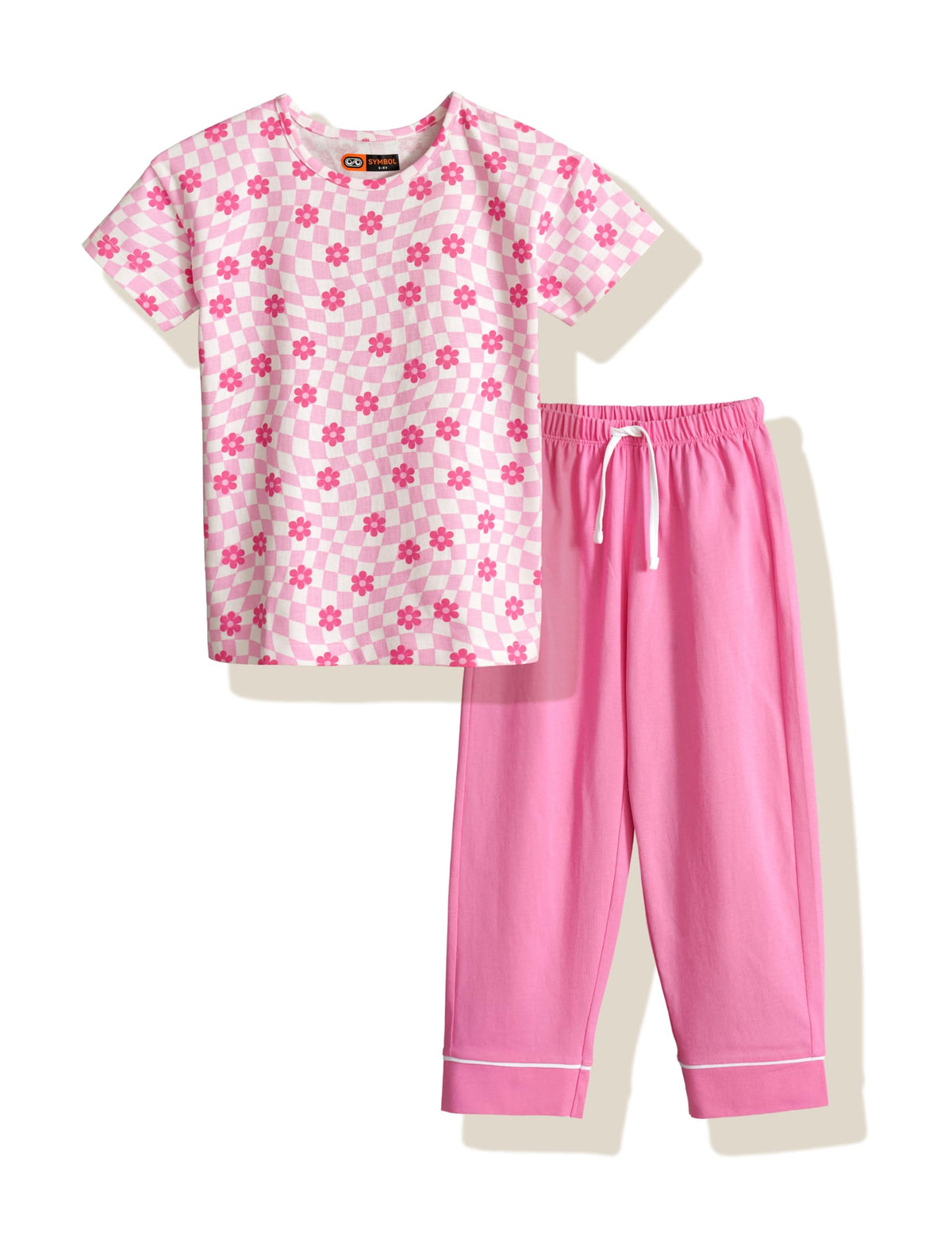 Amazon Brand  Symbol Girls Night Dress | 100% Cotton Relaxed fit TShirt & Pajama Set | Age 214 Years (SKSLGSS2603 (214 yr