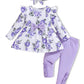 2T Girl Clothes 3T Toddler Girl Clothes Baby Girl Outfits Fall Cute Ruffle Shirt Top Floral Pants Set Infant Winter Clothes For