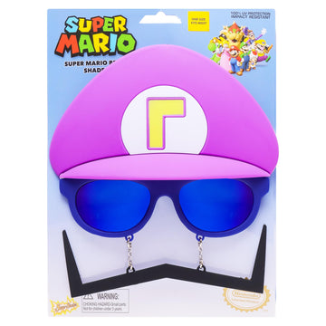 Sun-Staches Super Mario Purple Waluigi Sunglasses | Costume Party Favor | One Size Fits Most