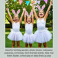 Kirei Sui Kids Bunny Rabbit Ears Headband & Tutu Costume 4 Pieces Dress Up Set White