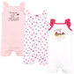 Hudson Baby Baby Cotton Rompers, Banana Split, 3-6 Months