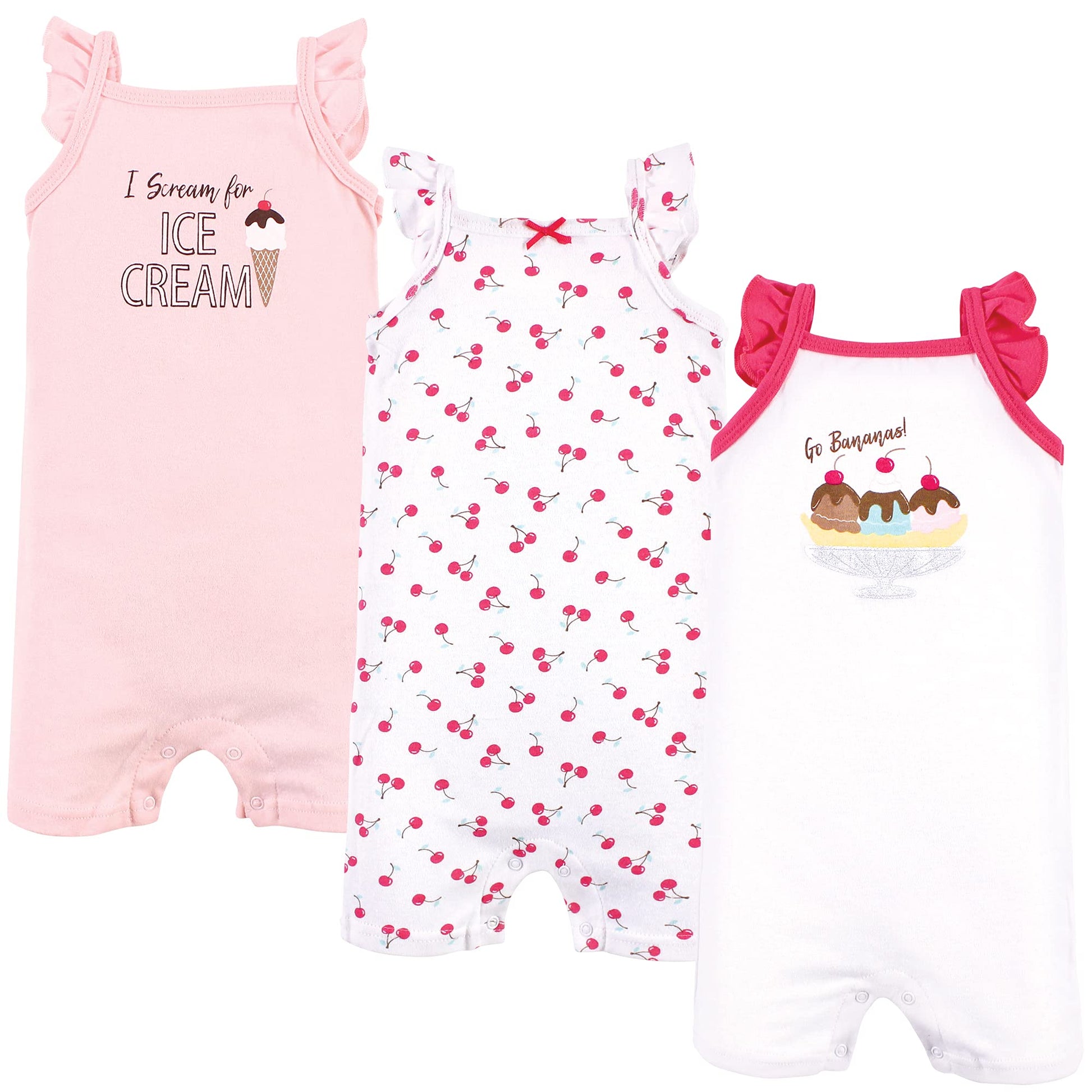 Hudson Baby Baby Cotton Rompers, Banana Split, 3-6 Months
