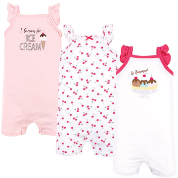 Hudson Baby Baby Cotton Rompers, Banana Split, 3-6 Months