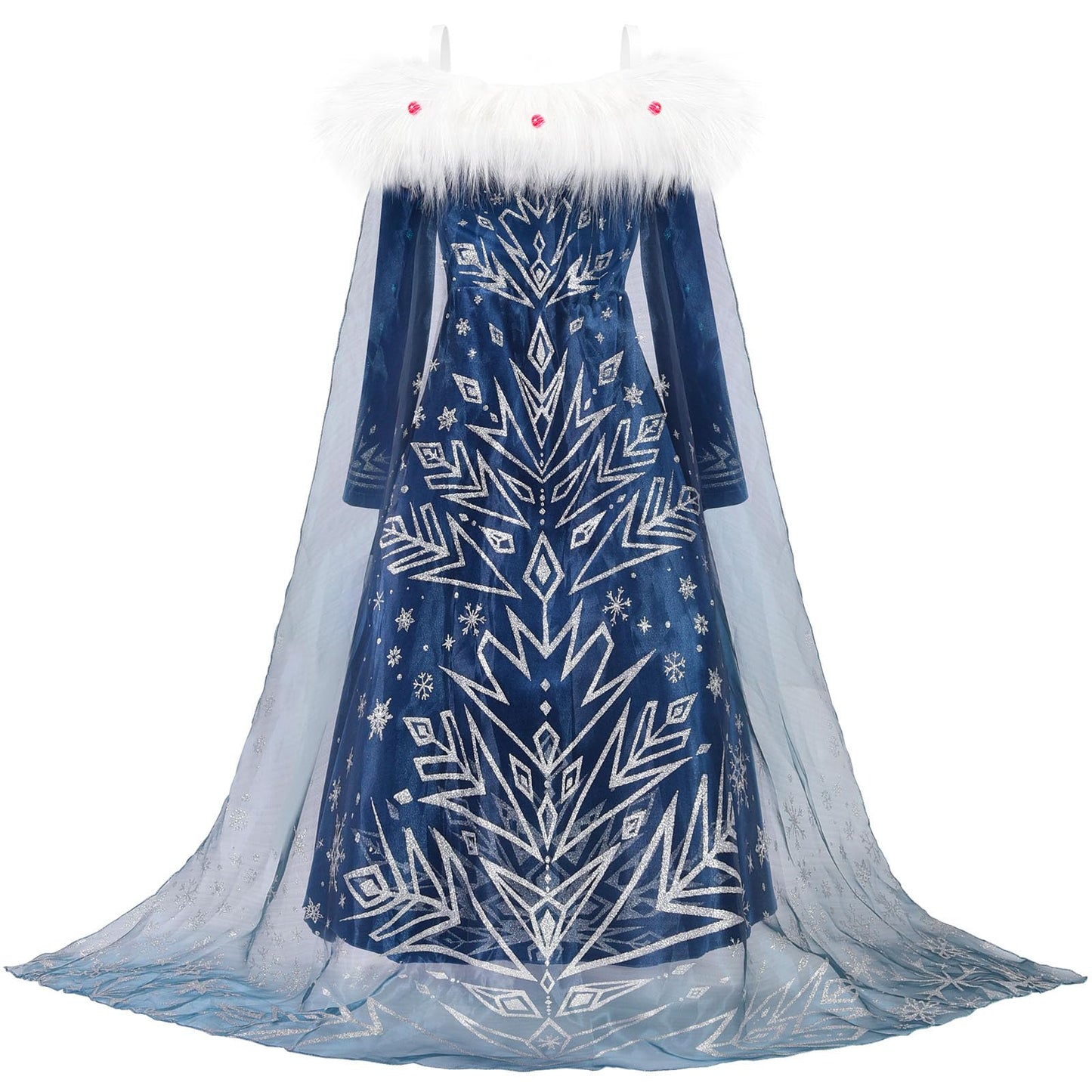 Knemmy Princess Costume For Girls Halloween Dress Snow Cosplay Christmas Birthday Party Dress Up Outfit Blue